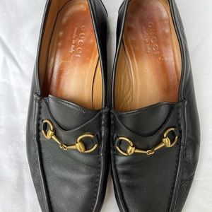 Gucci loafer shoes black leather horsebit